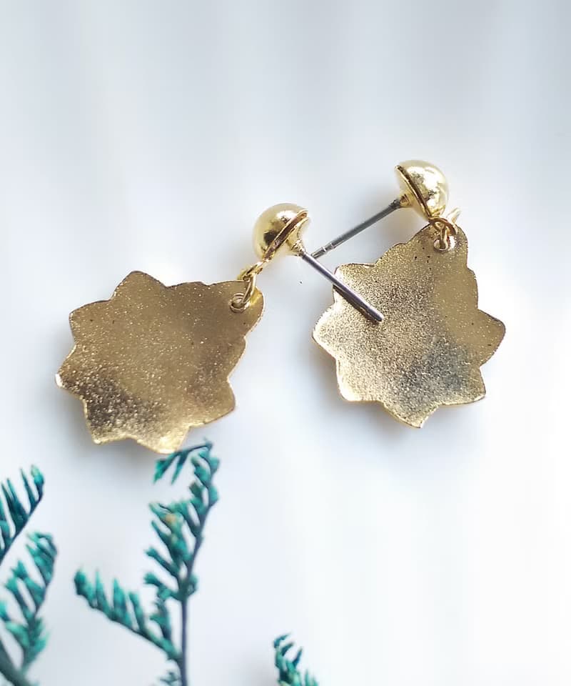 Vintage Jewelry 西洋古董飾品 景泰藍 紅花卉 可愛 針式耳環