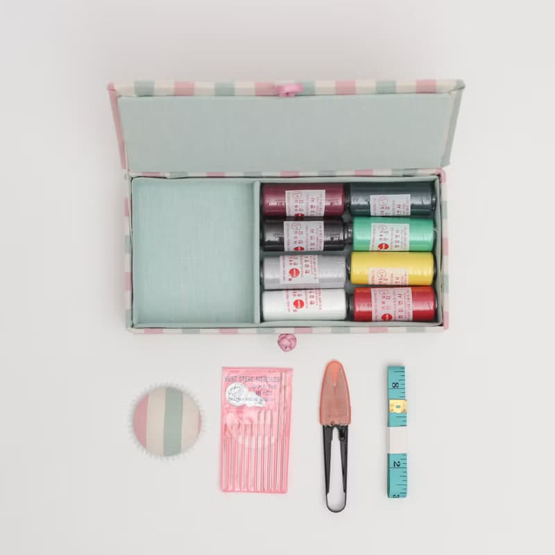 Vintage stripe sewing kit mini storage box