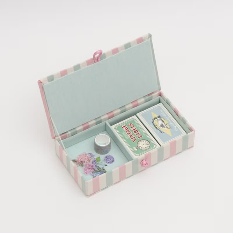 Vintage stripe sewing kit mini storage box