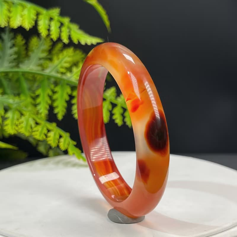 高品質 漸變紅瑪瑙手镯 54MM 冰透幹淨起剛天眼千層 興旺亨通護佑