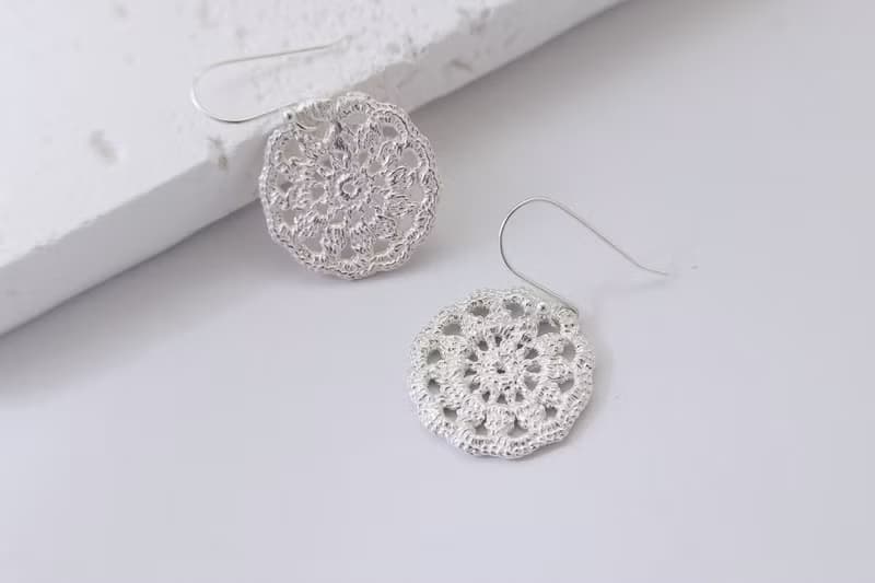 │蕾絲編織│ 手工耳飾 925純銀 蕾絲花 【花織】