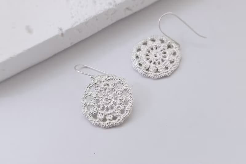 │蕾絲編織│ 手工耳飾 925純銀 蕾絲花 【花織】