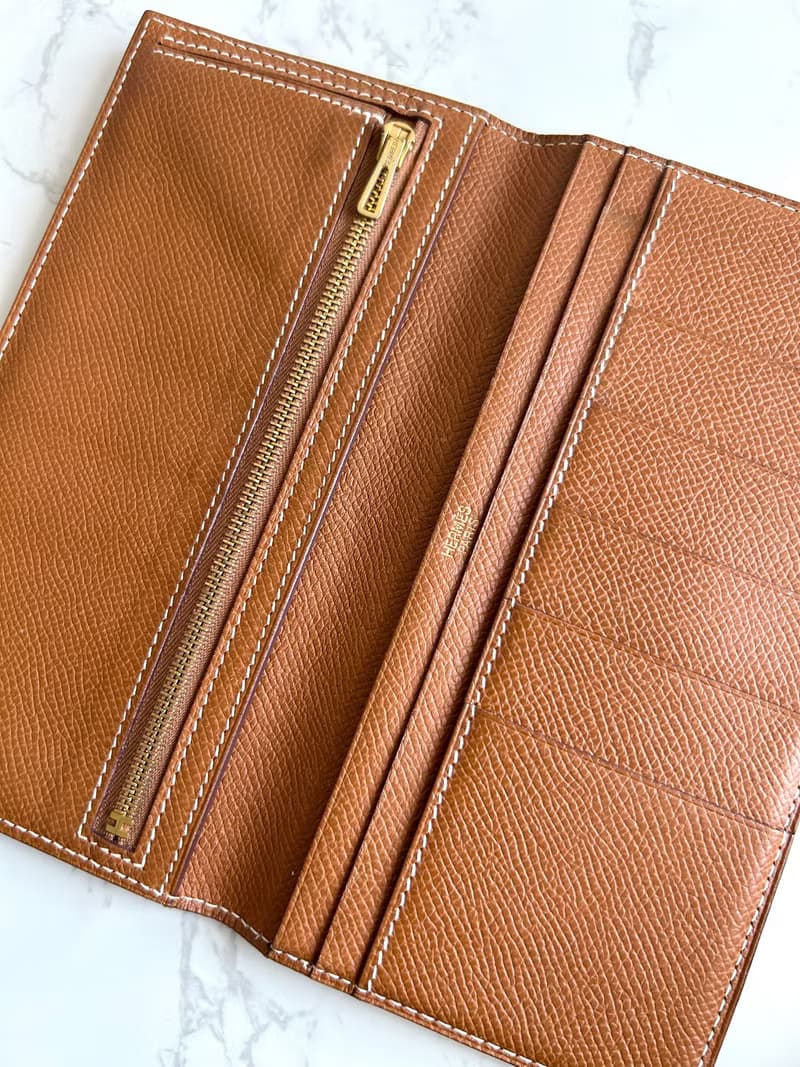 絕版古董包 Hermes 啡金色皮革Bearn長夾 皮夾 長銀包 錢包 中古