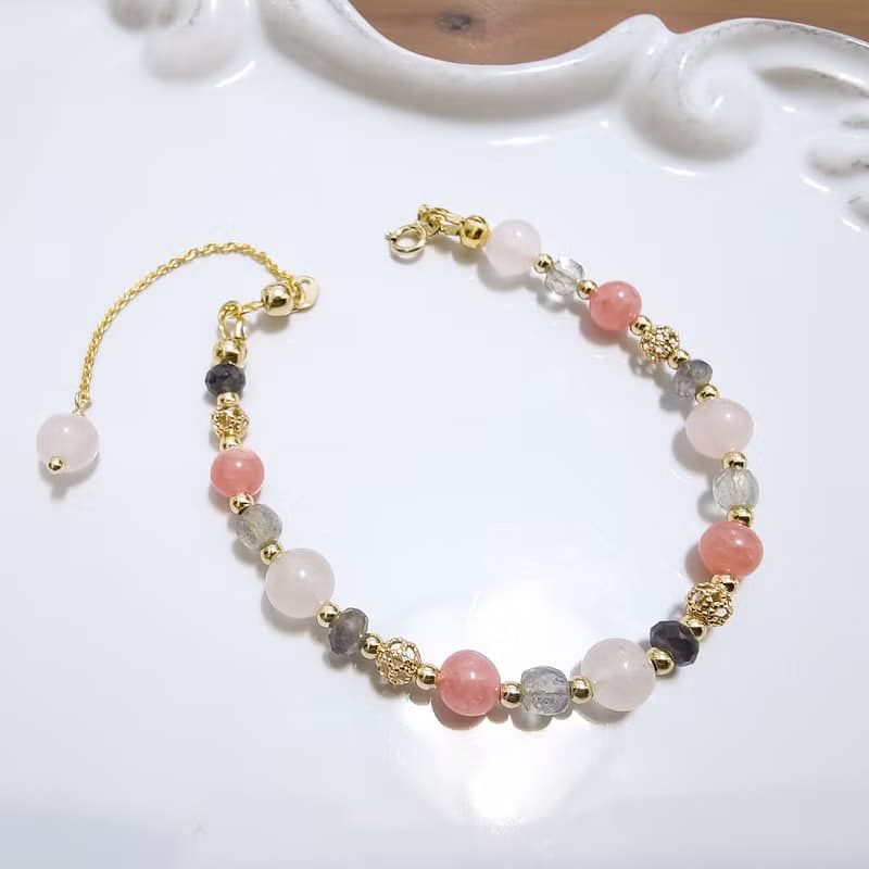 【春天來了】珊瑚色的十六分音符 | 冰種紅紋石 菫青石 珍珠 可調