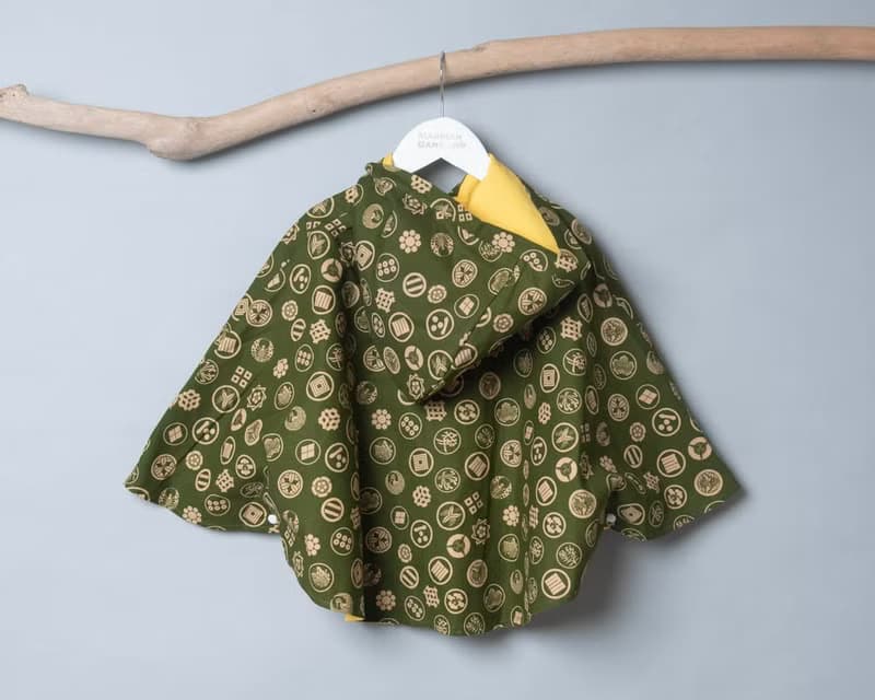 雙面防潑水斗篷-訂製 和風12vs黃色防水