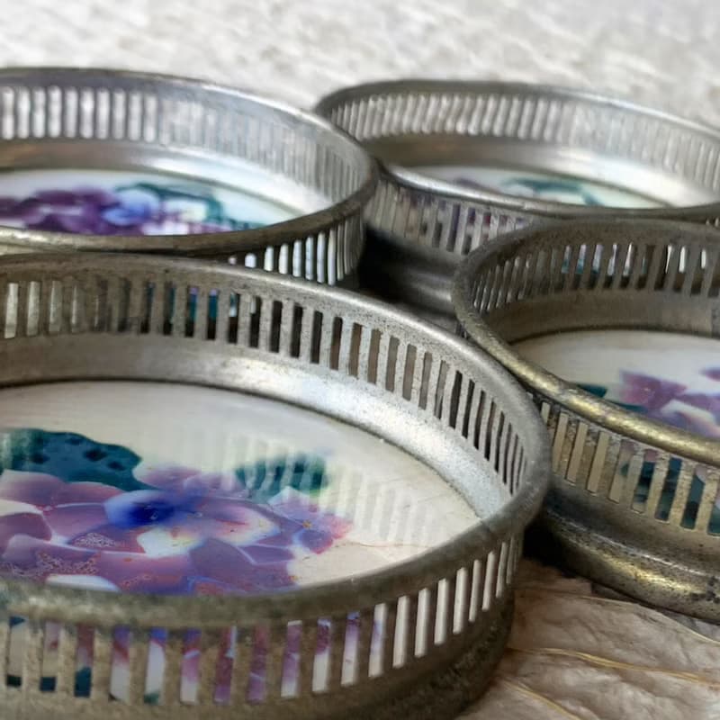 日本 古典日式手繪紫羅蘭茶托│永恆的美好 昭和時期出品