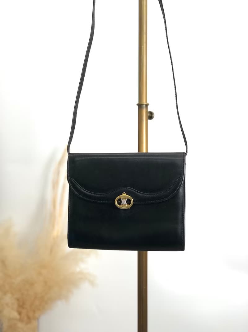 【 日本直送　名牌中古包 】CELINE セリーヌ ショルダーバッグ ブラック ブラゾン レザー vintage ヴィンテージ オールド zfryrd