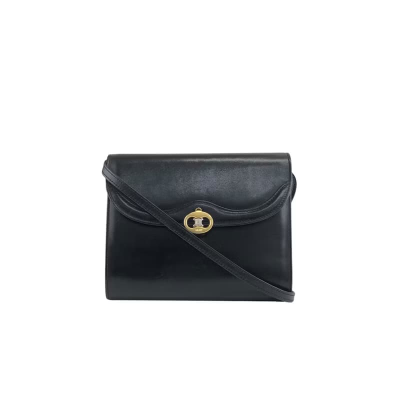 【 日本直送　名牌中古包 】CELINE セリーヌ ショルダーバッグ ブラック ブラゾン レザー vintage ヴィンテージ オールド zfryrd