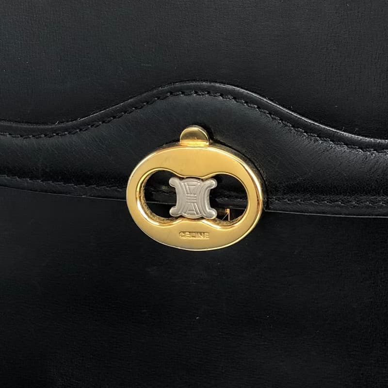 【 日本直送　名牌中古包 】CELINE セリーヌ ショルダーバッグ ブラック ブラゾン レザー vintage ヴィンテージ オールド zfryrd