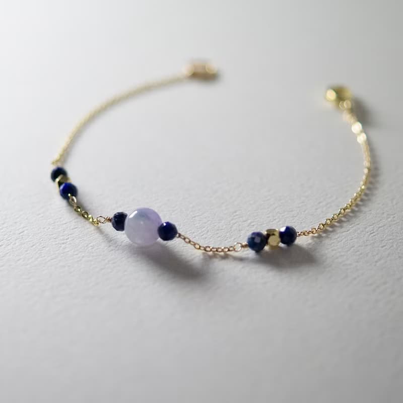【Veverka】勾勒 - 水晶手鍊 漸層水晶 青金石 藍月光