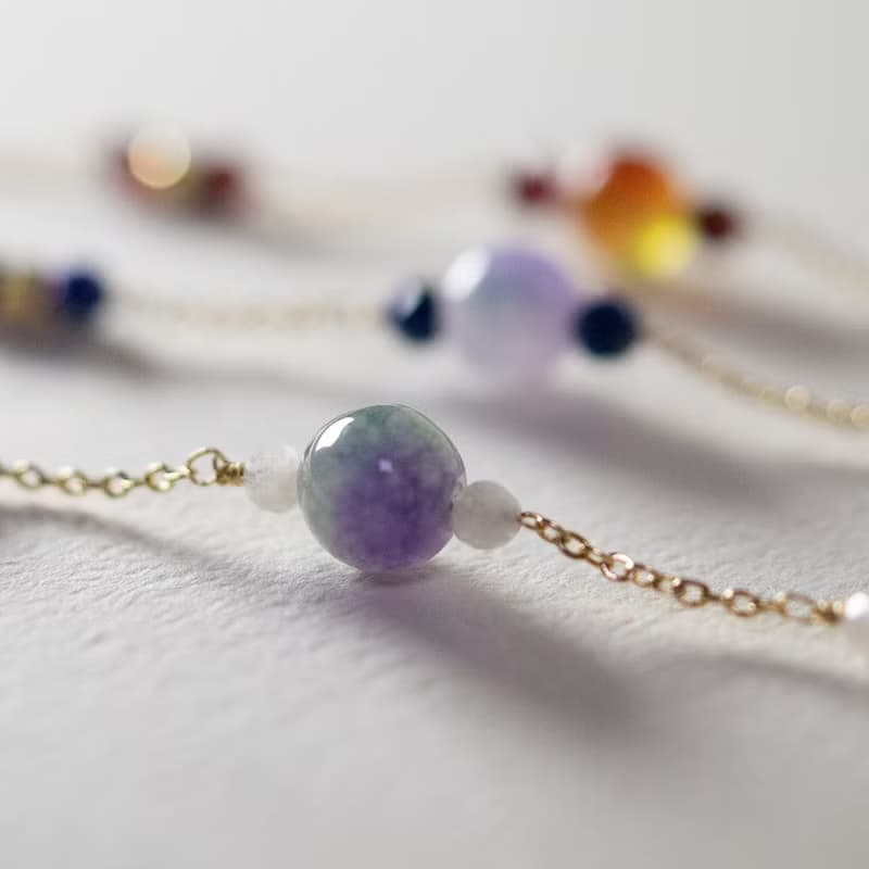 【Veverka】勾勒 - 水晶手鍊 漸層水晶 青金石 藍月光