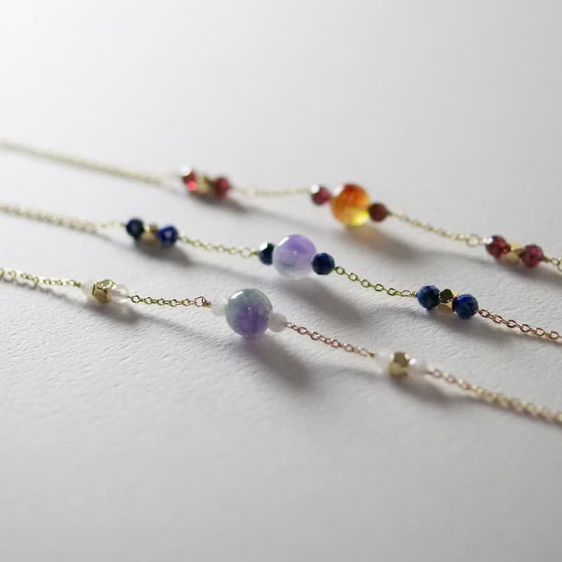 【Veverka】勾勒 - 水晶手鍊 漸層水晶 青金石 藍月光