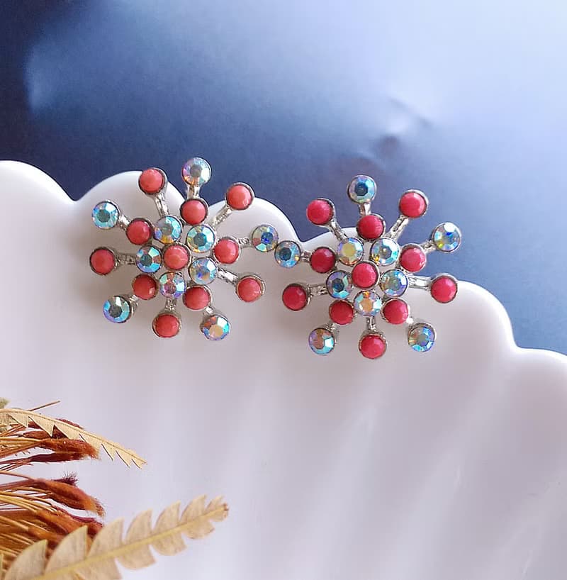 Vintage Jewelry 西洋古董飾品 柔色調 星花 煙火 針式耳環