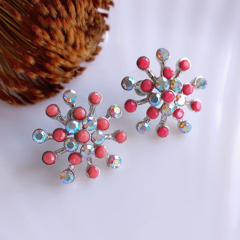 Vintage Jewelry 西洋古董飾品 柔色調 星花 煙火 針式耳環
