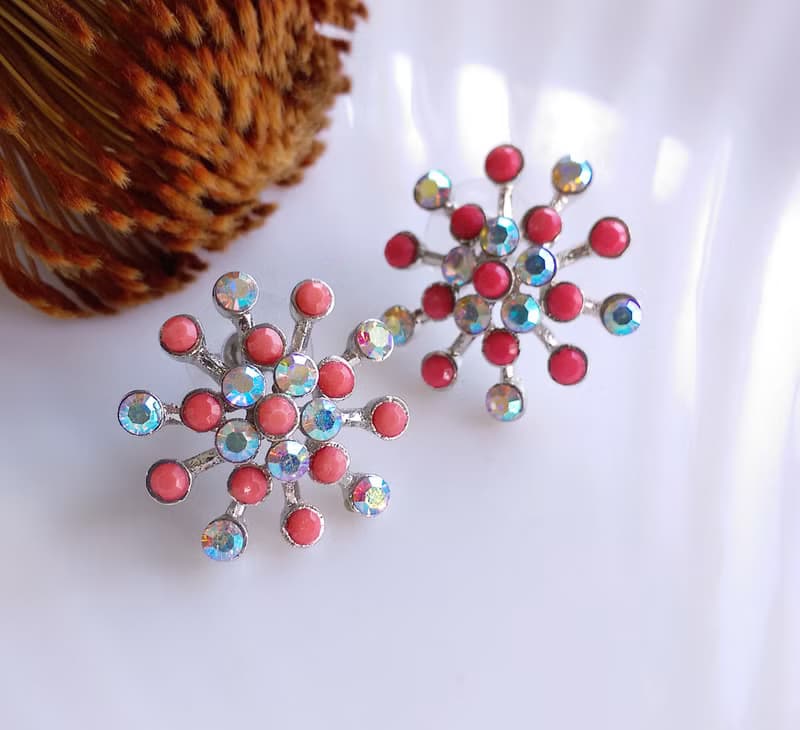 Vintage Jewelry 西洋古董飾品 柔色調 星花 煙火 針式耳環