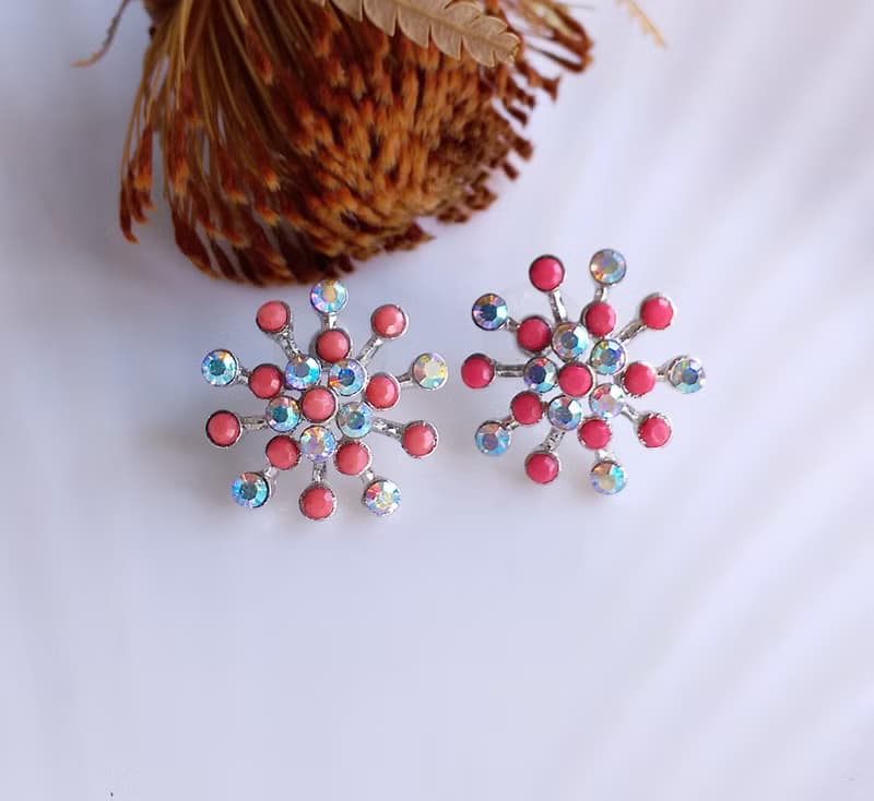 Vintage Jewelry 西洋古董飾品 柔色調 星花 煙火 針式耳環