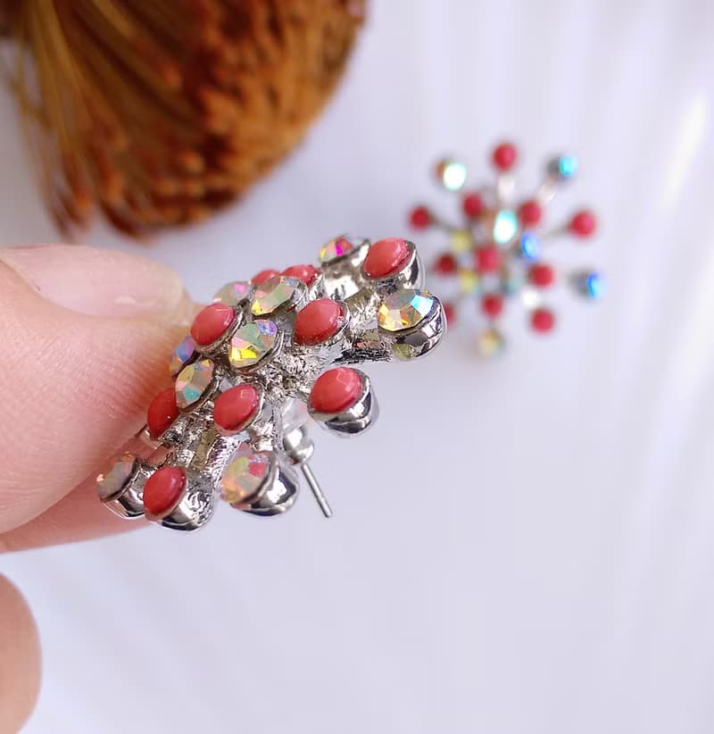Vintage Jewelry 西洋古董飾品 柔色調 星花 煙火 針式耳環