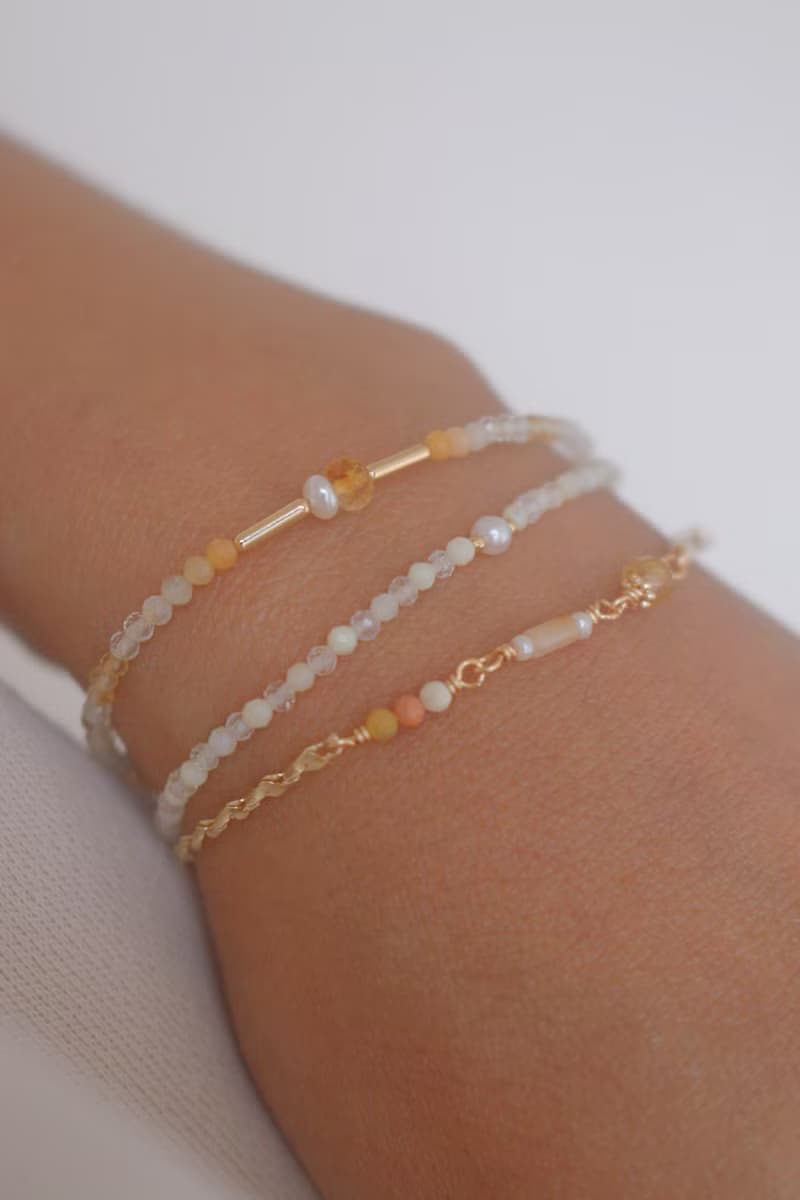 手鍊 黃水晶 瑪瑙 珍珠 - 轉變 -