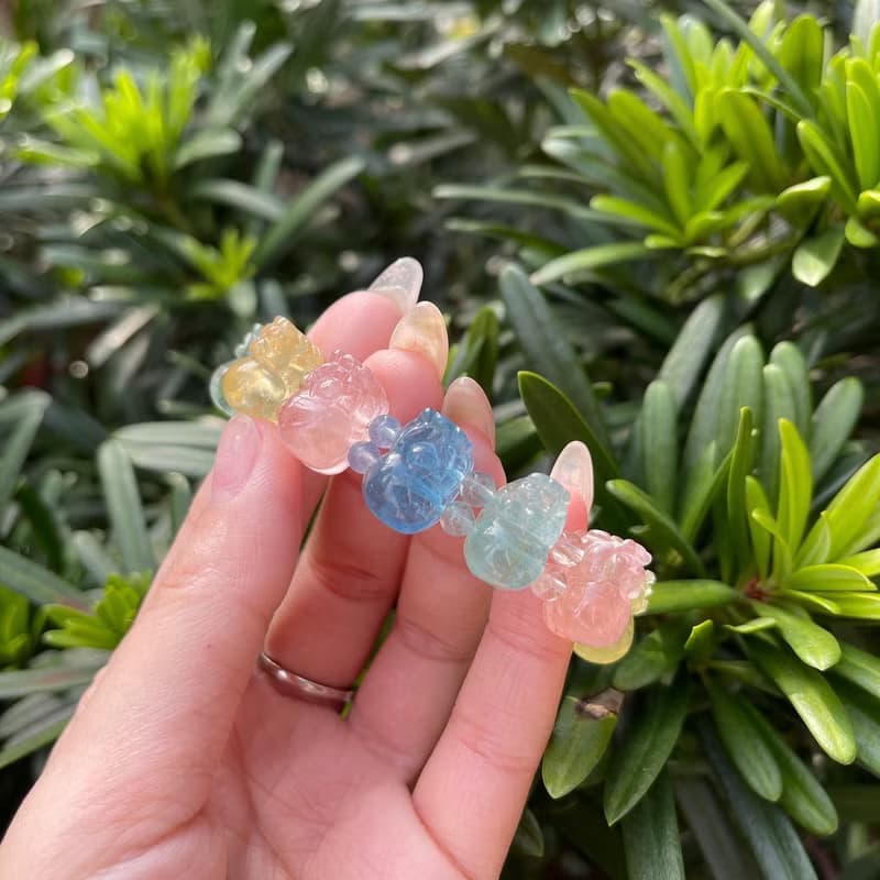 【絕版特惠】巴西 天然彩摩根石貔貅手鏈