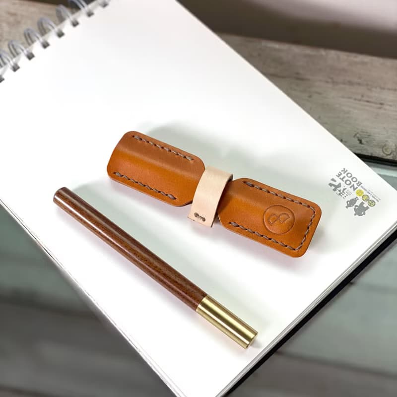 質感牛皮。創意筆套組 - 奶油棕 (畢業禮物、新鮮人、禮物)