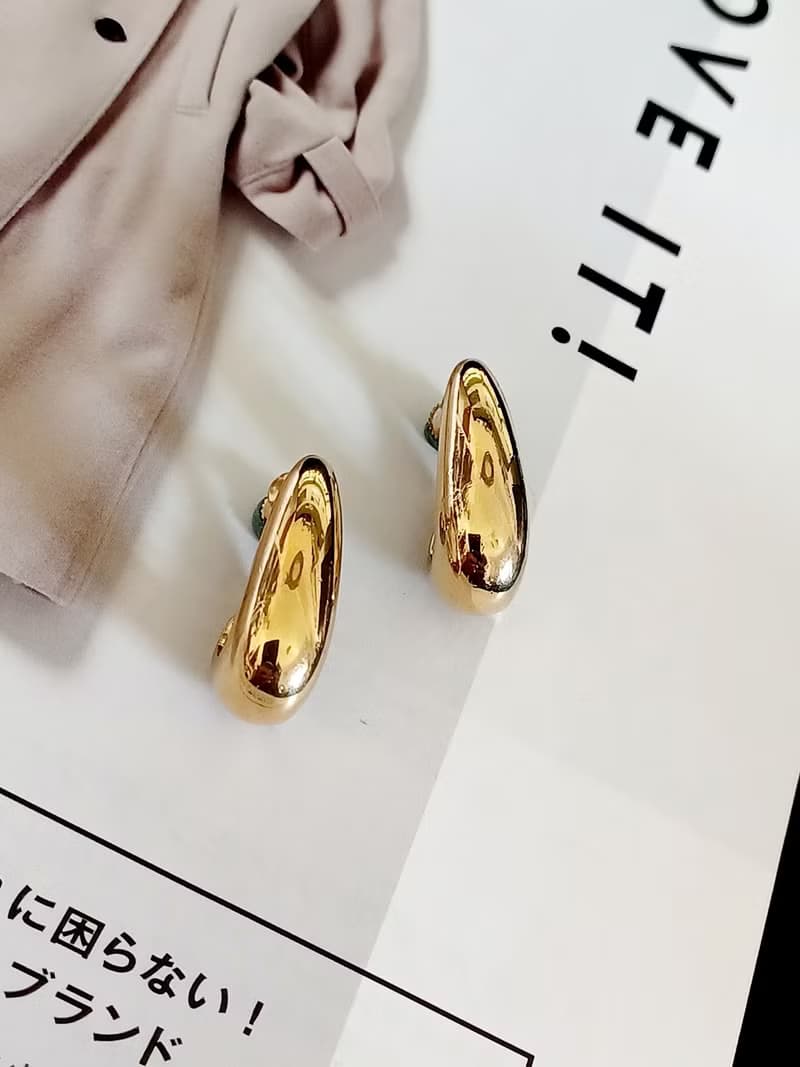 vintage jewelry  NAPIER 氣質金色水滴勾型 夾式耳環