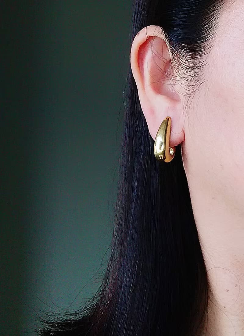 vintage jewelry  NAPIER 氣質金色水滴勾型 夾式耳環