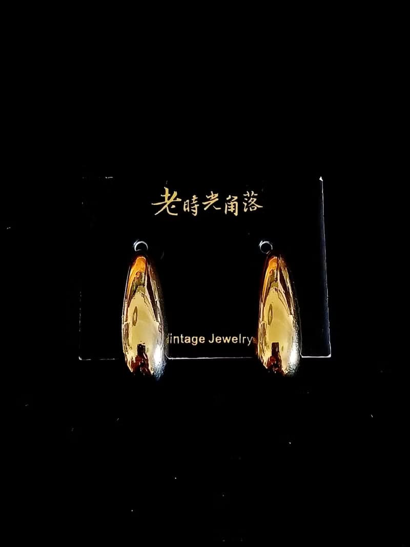vintage jewelry  NAPIER 氣質金色水滴勾型 夾式耳環