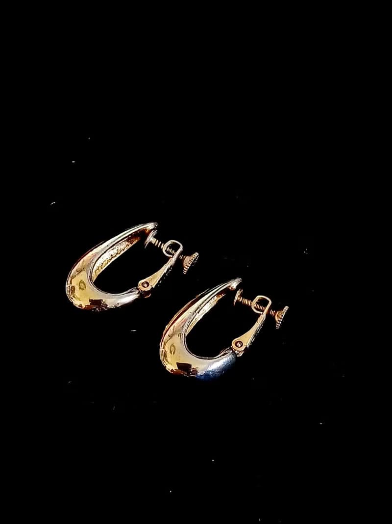 vintage jewelry  NAPIER 氣質金色水滴勾型 夾式耳環