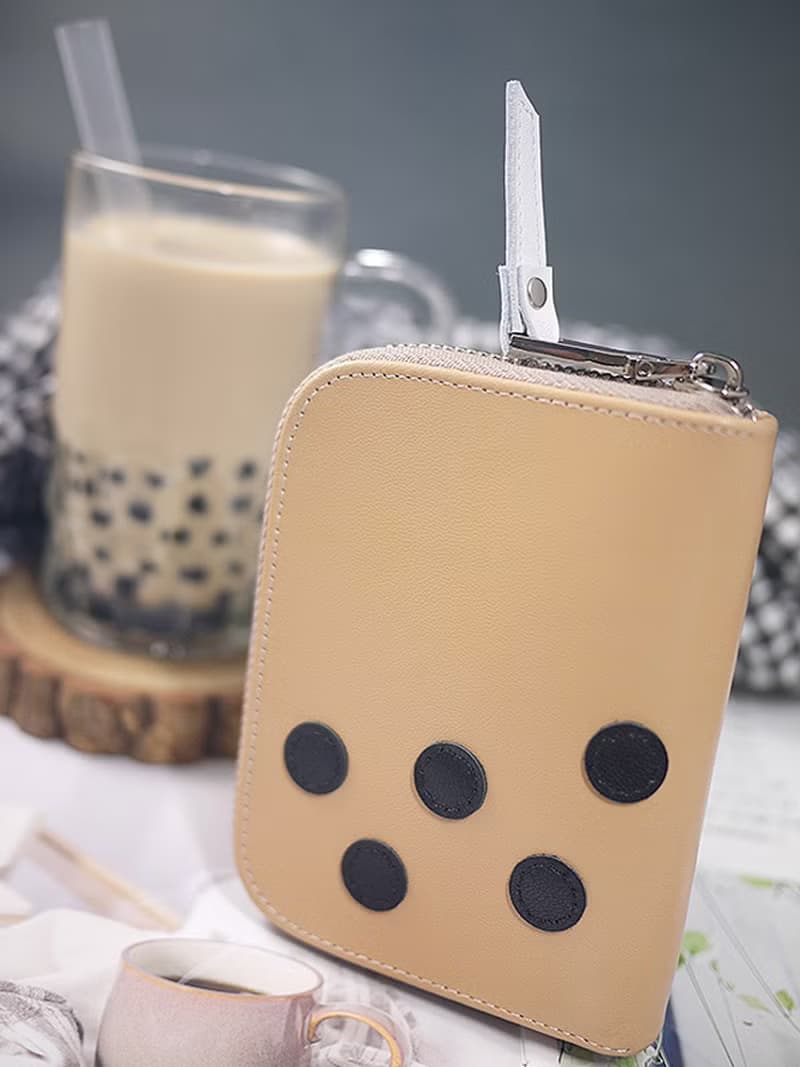 【開運錢包】【珍珠奶茶】真皮短夾/皮夾/錢包
