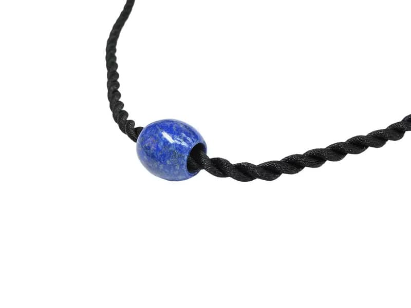 天然藍色青金石 桶鼓珠子, 13x14mm, 附送約 20 英寸黑色扭繩項
