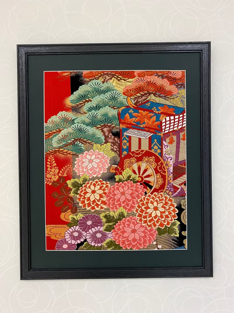 きものアート　vintage 和モダン アートパネル 和風インテリア 梅 プレゼント 結婚祝 新築祝 長寿祝 縁起物 014 made in japan