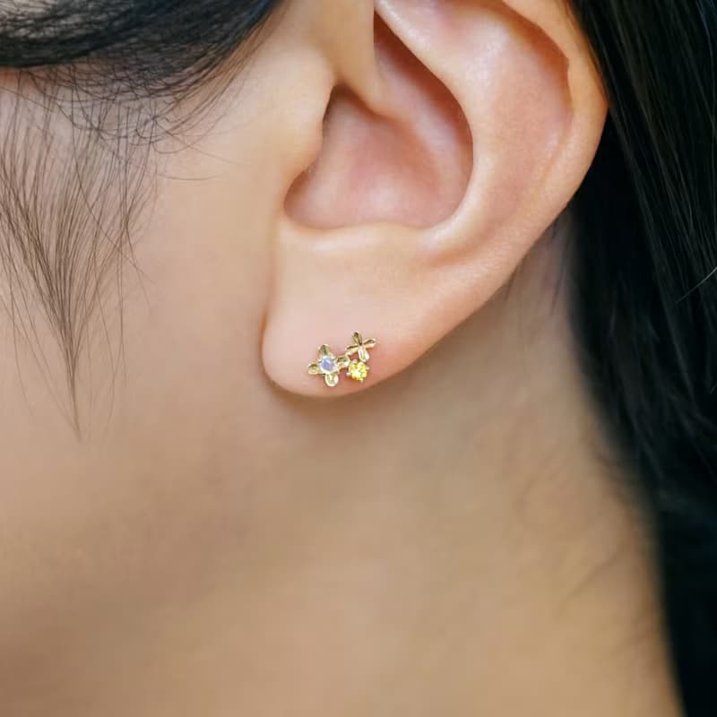 【誕生花珠寶】 十月 - 香橄欖耳環 (18K/10K 黃金)