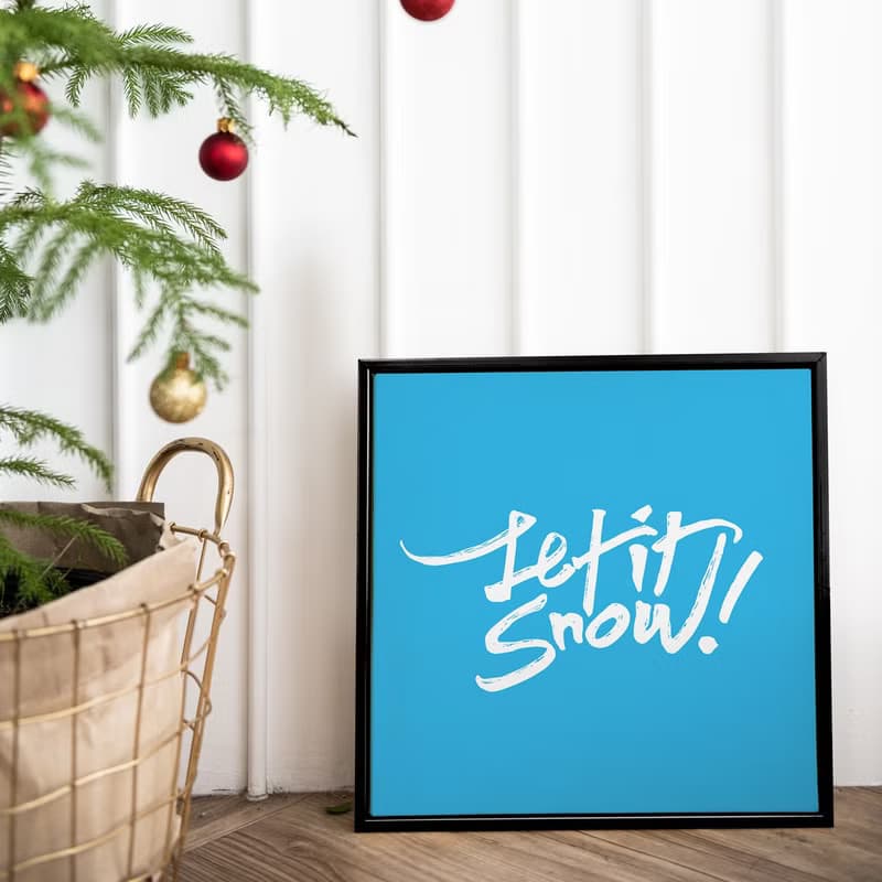 Let It Snow ! - 冬季/下雪/文字/藍色/文青/方形/掛畫/聖誕禮物