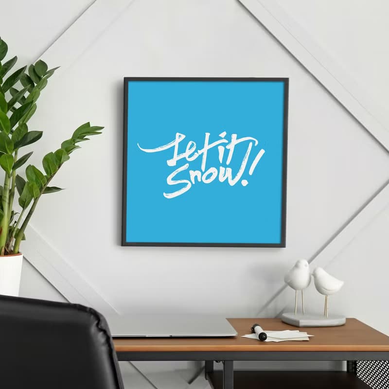 Let It Snow ! - 冬季/下雪/文字/藍色/文青/方形/掛畫/聖誕禮物