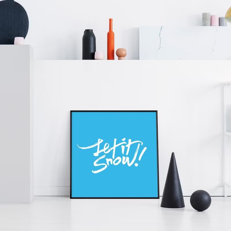 Let It Snow ! - 冬季/下雪/文字/藍色/文青/方形/掛畫/聖誕禮物