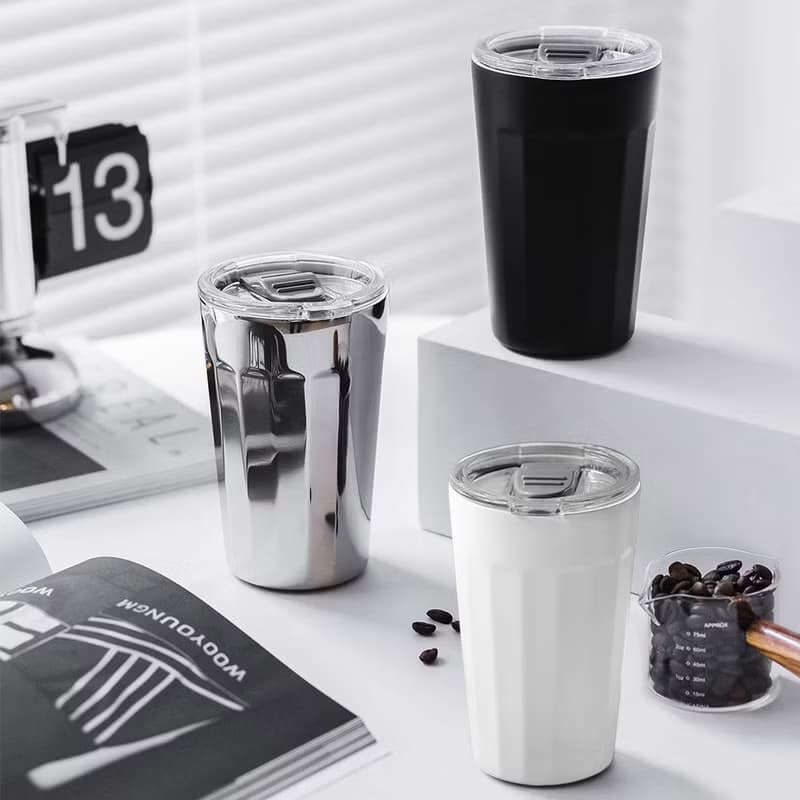 【手沖咖啡套裝禮盒】棱角保溫杯/雙層玻璃濾杯組