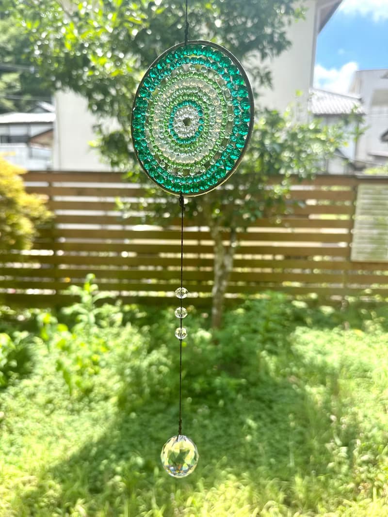 光の癒しアート・グリーンカラー光の曼荼羅サンキャッチャー