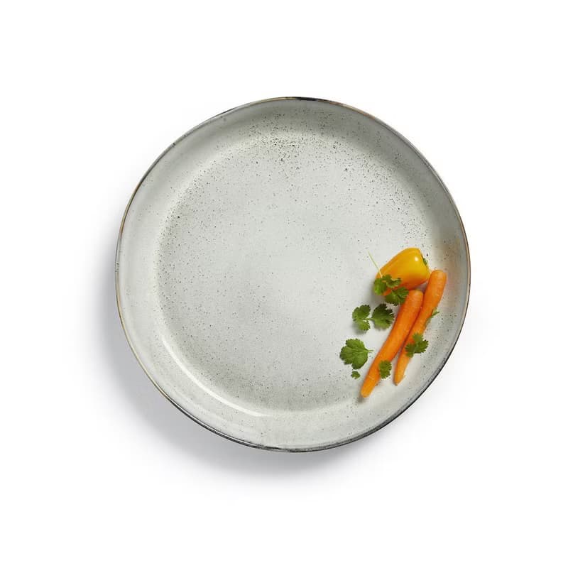 炻釉彩手工製大餐盤/裝飾盤 33cm 淺灰