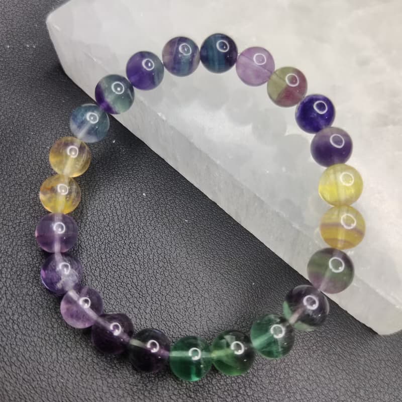 彩虹千層螢石 8mm 手串 手鍊 天然水晶 水晶