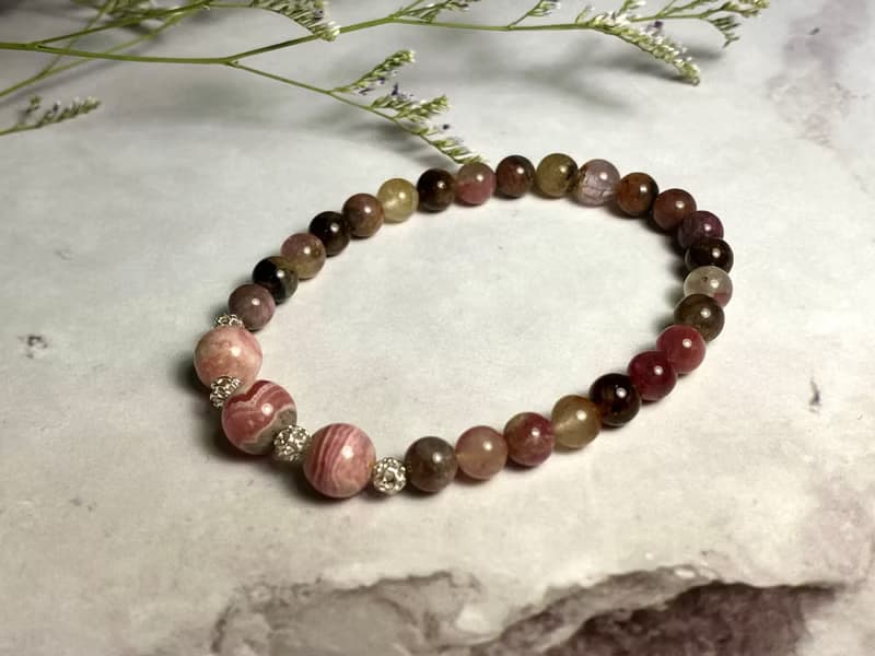 快速出貨 天然彩色碧璽x紅紋石x925銀飾手鍊/碧璽手鍊/紅紋石手鍊