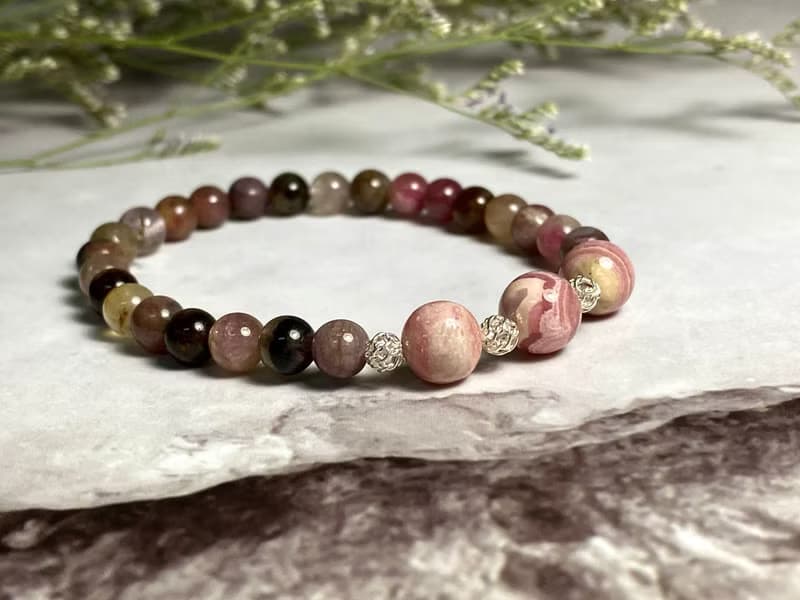 快速出貨 天然彩色碧璽x紅紋石x925銀飾手鍊/碧璽手鍊/紅紋石手鍊