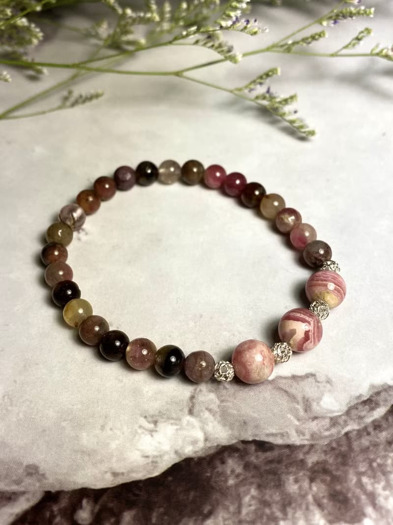 快速出貨 天然彩色碧璽x紅紋石x925銀飾手鍊/碧璽手鍊/紅紋石手鍊