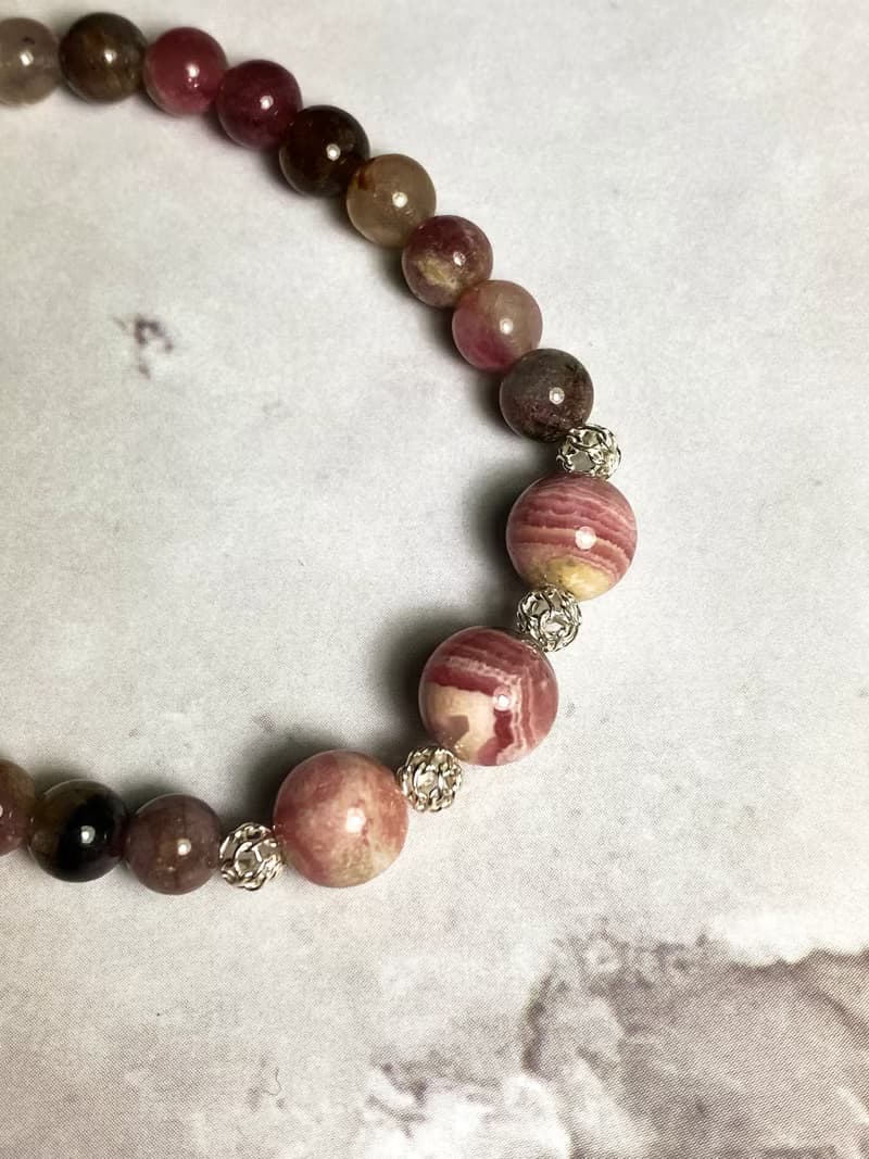 快速出貨 天然彩色碧璽x紅紋石x925銀飾手鍊/碧璽手鍊/紅紋石手鍊