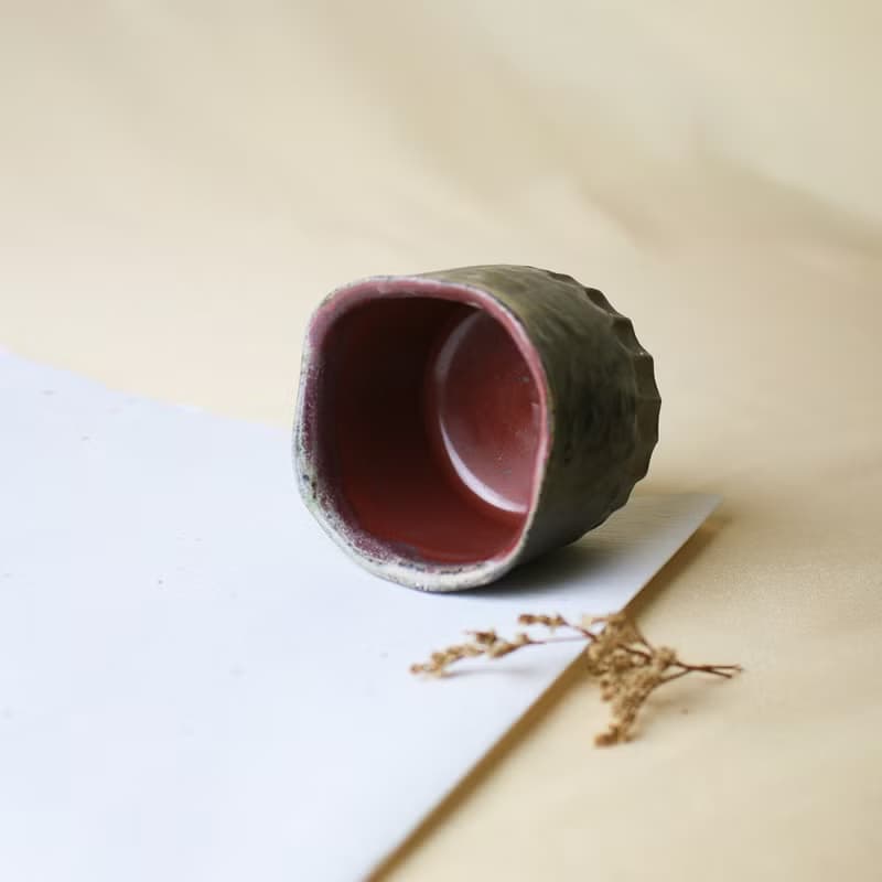 刻痕高方杯 灰釉彩 新彩燒 柴燒陶藝 手作作品 | 張運美 作品