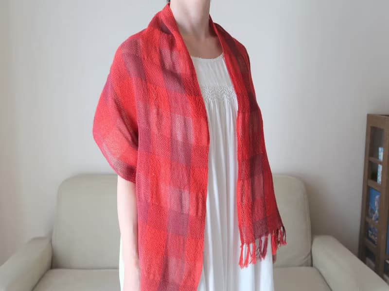 手織りストール　コットンシルク　情熱 　タペストリー　ギフト　Shawl (M) 16　入學   畢業　母親節　禮物　生日禮物