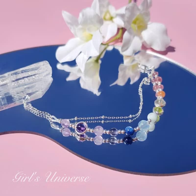 金平花糖。草莓晶 金草莓 黃水晶 S925純銀 水晶礦石設計手鍊