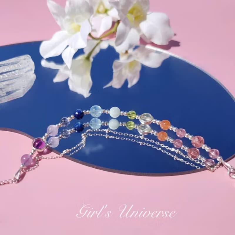 金平花糖。草莓晶 金草莓 黃水晶 S925純銀 水晶礦石設計手鍊