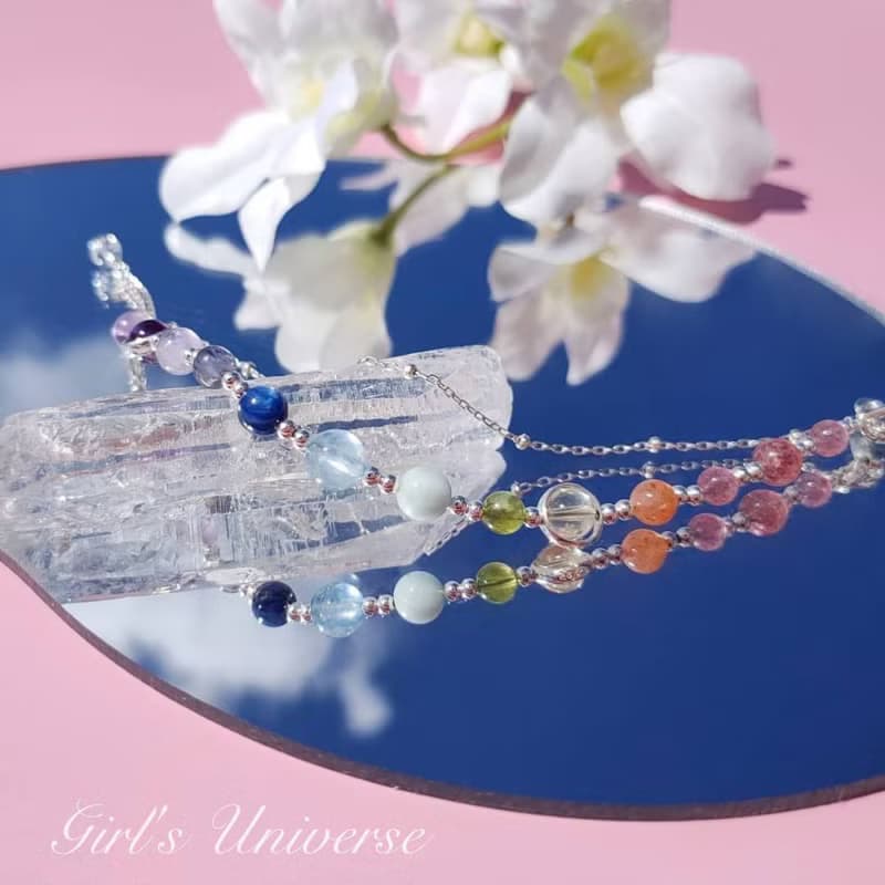 金平花糖。草莓晶 金草莓 黃水晶 S925純銀 水晶礦石設計手鍊