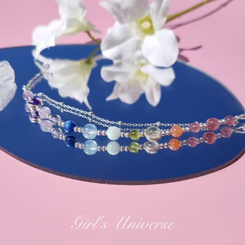 金平花糖。草莓晶 金草莓 黃水晶 S925純銀 水晶礦石設計手鍊