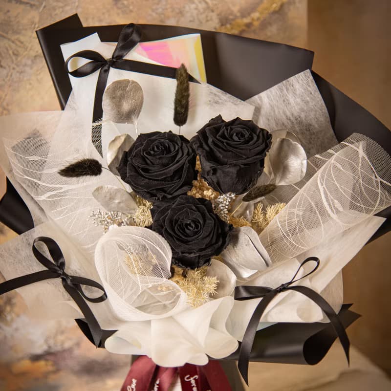 【黑玫瑰】乾燥花 永生花花束 我愛你玫瑰花束 / 生日求婚告白
